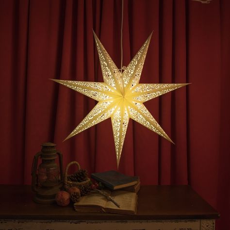 Hanging Star Light, Paper Star Lights, Party Lanterns, Lantern Template, 3d Paper Star, Star Lights On Ceiling, Paper Star Lanterns, Paper Dresses, Hanging Paper Lanterns