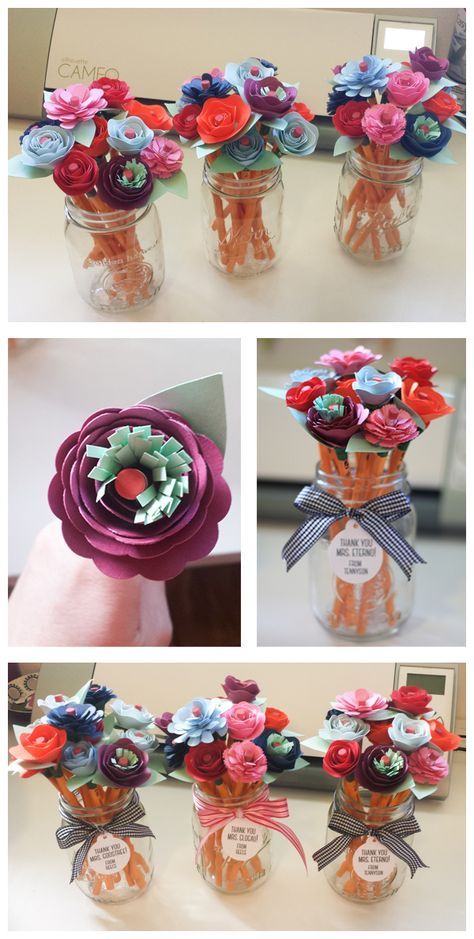 Pencil Toppers Diy, Paper Flower Bouquet Diy, Pen Toppers, Tissue Paper Flowers Diy, Rolled Paper Flowers, Teacher Appreciation Gifts Diy, Craft Flowers, Valentines Gift Box, Flower Pens