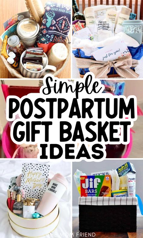 Postpartum gift basket ideas. Birth Basket Gift Ideas, New Mom Survival Kit Baskets, New Mom Basket Care Packages, Postpartum Kit Gift, Post Birth Care Package, Postpartum Box Ideas, Postpartum Survival Kit, Gift Basket For New Mom In Hospital, Basket For New Mom Gift