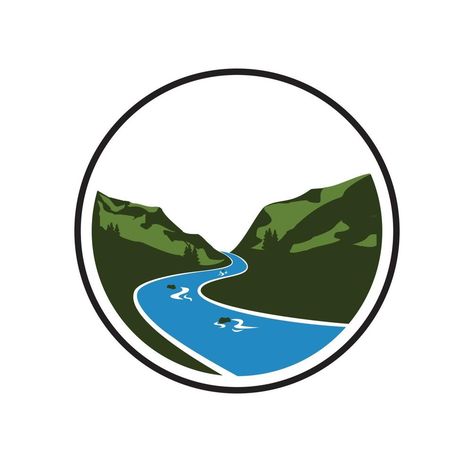 Nature, River Logo Design Ideas, River Graphic Design, Nature Logo Design Ideas, River Logo Design, Landscape Logo Design, Logo Design Water, Valley Logo, River Logo