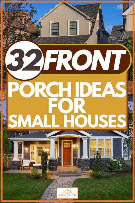 32 Front Porch Ideas For Small Houses - Home Decor Bliss Small Enclosed Porch, Ideas For Small Houses, Porch Gardening, Small Front Porches Designs, Diy Front Yard, Small Front Porches Decorating Ideas, Bungalow Porch, Smaller Houses, Enclosed Front Porches