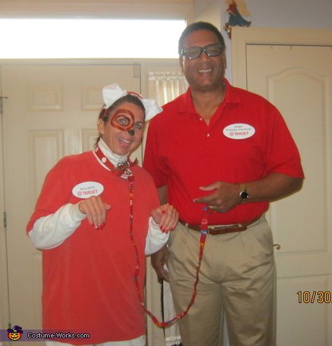 Target Employee & Bullseye Target Mascot - Halloween Costume Contest via @costumeworks Target Employee Costume, Target Employee, Family Halloween Party, Bullseye Target, Costumes For Couples, Target Halloween, Couples Costume, Homemade Costume, Costume Works