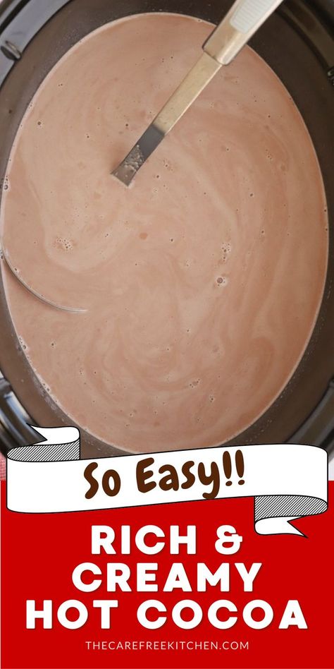 Pinterest image for hot chocolate recipe from scratch Crockpot Hot Chocolate Recipe, Best Hot Chocolate Recipe, Creamy Hot Chocolate Recipe, Best Hot Chocolate Recipes, The Best Hot Chocolate, Hot Chocolate Recipe Homemade, Best Hot Chocolate, Crockpot Hot Chocolate, Unsweetened Cocoa Powder