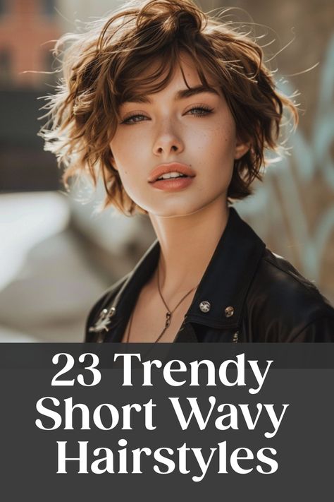 23 Trendy Short Wavy Hairstyles Short Haircuts For Thick Wavy Hair Naturally Curly, Stacked Bob Haircut For Wavy Hair, Short Length Haircut Wavy Hair, Short Hair With Curly Hair, Short Hair At Beach, Shaggy Haircut For Wavy Hair, Short Hair Styles For Thick Hair Wavy Bangs Messy Bob, Short Wavy Haircuts For Long Faces, Layers For Wavy Hair Short