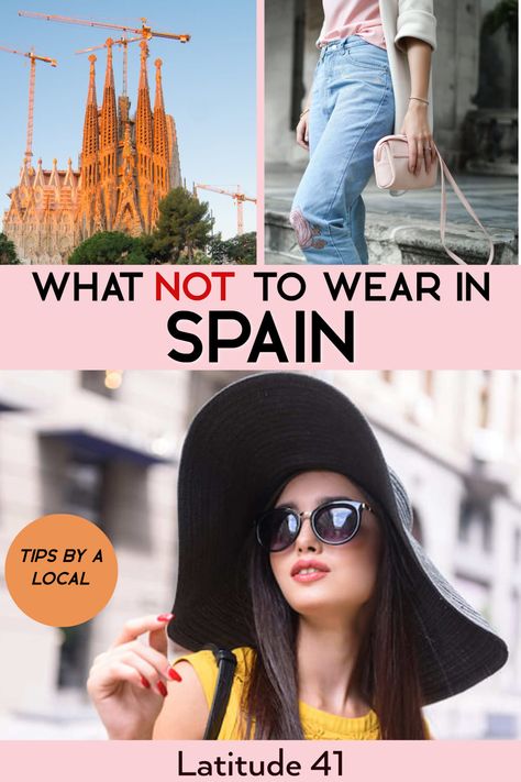 What not to wear in Spain clothing Madrid, Barcelona Summer Outfits 2023, Spain Tourist Outfit, Summer Outfits In Spain, Fall In Barcelona Outfits, Fall Outfits For Spain, Spanish Look Fashion, Spain Dresses Fashion, Spain In Summer Outfits