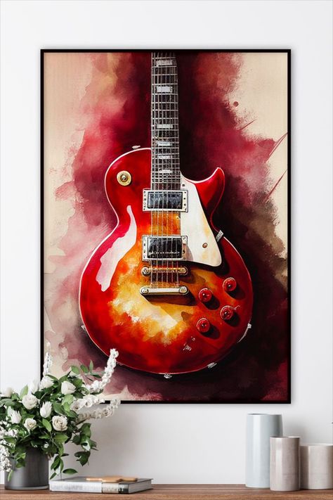 Electric Guitar | Gibson Les Paul | Watercolor Painting | Illustration | Guitar Painting | Digital Poster | Digital Print | gibson, gibson usa, gibson birthday, gibson stuff, gibson long sleeve, gibson wallet, trending gibson, recent gibson, best seller gibson, top trending gibson, music, les paul, guitar, electric guitar, classic, musical instrument, electric, les paul art, les paul drawing, les paul digital art, les paul illustration, les paul guitar, electric guitar lovers, electric guitar Guitar Watercolor Painting, Electric Guitar Illustration, Electric Guitar Gibson, Guitar Watercolor, Guitar Art Painting, Guitar Sketch, Guitar Classic, Guitar Illustration, Guitar Gibson
