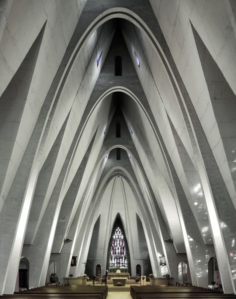 Corpus Christi by Fabrice Fouillet ||| contemporary church architecture Religious Architecture, Sacred Architecture, Church Architecture, Architecture Cool, Modern Gothic, Modern Church, Church Interior, Architectural Photographers, Church Building