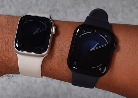 Apple Watch Series 9 (45mm vs 41mm) Apple Watch Series 9 45mm, Latest Apple Watch, Apple Watch 45 Mm Women, 45 Mm Apple Watch Women, Apple Watch Series 9 Aesthetic, Apple Watch Series 9 Starlight, Apple Watch Size Comparison Women, Apple Watch 45mm Women On Wrist, Apple Watch 41mm Vs 45mm