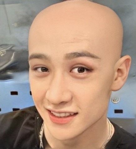 Bald Skz Members, Bald Kpop Idols, Bald Bangchan, Bald Chan, Goofy Haircut, Bald Skz, Felix Bald, Bang Chan Funny, Bang Chan Meme