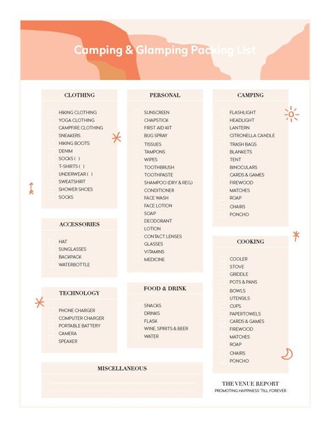 Glamping List, Cabin Checklist, Camping Packing Lists, What To Take Camping, Camping Supply List, Glamping Ideas, Camping Packing List, Quotes Encouragement, Camping Packing