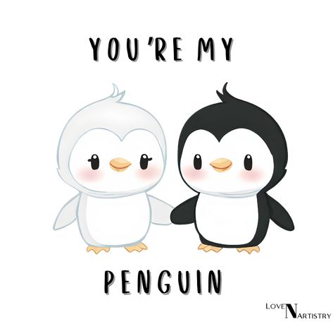 Penguin Quotes Love, Penguins Drawing Cute, Checking On You, Penguin Sayings, Penguin Love Quotes, Pinguin Drawing, Penguin Quotes, Penguins In Love, Couple Stickers