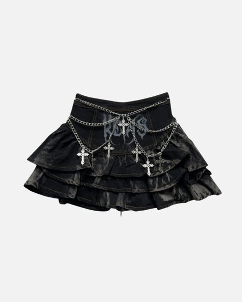 Dive into the darkness with Eluxora. Embrace your edgy side with this bold streetwear essential. 🖤🦇 📦Skirt: Eluxora® GothicGlam Mini Skirt #StreetStyleInspo #StreetwearFashion #FashionTrends #UrbanStyle #HypebeastFashion #StreetwearStyle Skirt Chain, Y2k Skirt, Gothic Skirt, Black Cake, Women Y2k, Y2k Grunge, Short Hair Wigs, Empire Dress, Black High Waist