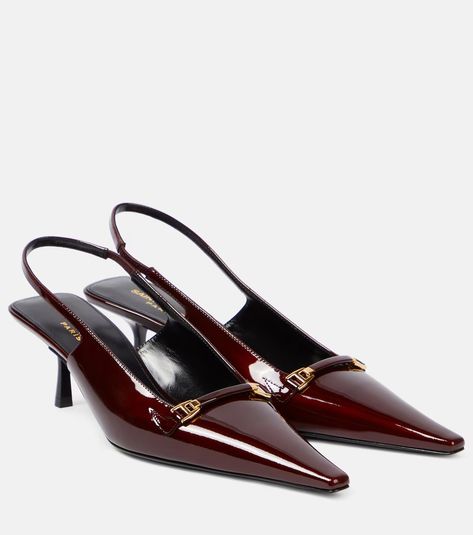 Carine 55 patent leather slingback pumps in red - Saint Laurent | Mytheresa Summer Shoes Heels, Mid Heels Pumps, Heels Classy, Designer Pumps, Rings Jewelry Fashion, Saint Laurent Shoes, Evening Shoes, Slingback Pump, Summer Accessories