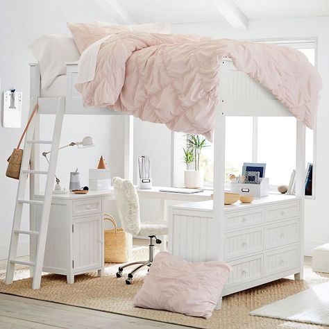 Loft Bed Full, Loft Beds For Teens, Girls Loft Bed, Beds For Small Rooms, Bed Full, Cute Bedroom Ideas, Cozy Room Decor, Cute Bedroom Decor, Room Makeover Bedroom