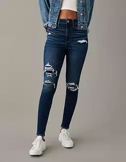 Women's High-Waisted Jeans | American Eagle American Eagle Jeans Ripped, Blue And White Jeans, High Waist Jeggings, Dream Jeans, Jeans Ripped, Jean Trends, Curvy Jeans, Cropped Flares, American Eagle Jeans