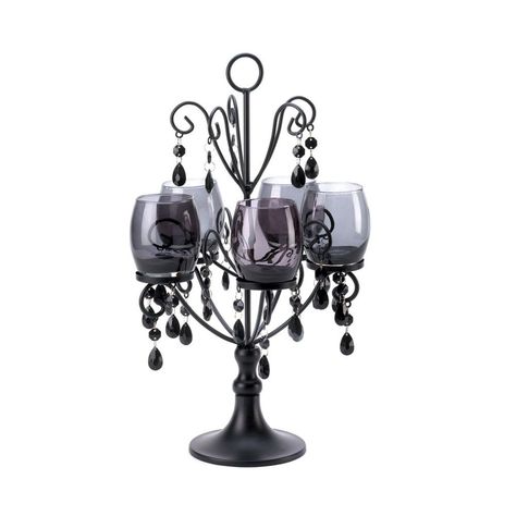 Koehler Home Decor Midnight Elegance Candelabra (Candelabra), Black (Acrylic) Candelabra Decor, Beaded Candle Holders, Candelabra Centerpiece, Candle Candelabra, Romantic Table Setting, Beaded Candle, Candle Cups, Romantic Table, Hanging Candles