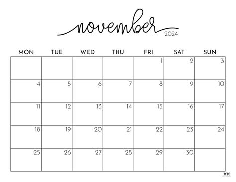 The busy season has arrived! Stay organized the entire month with one of 50 FREE printable November 2024 calendars. Print from home! Calander Printable, October Calendar Printable, Printable December Calendar, June Calendar Printable, Calender Printables, Kalender Design, July Calendar, October Calendar, September Calendar