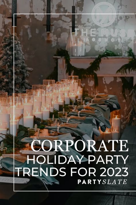 In Office Christmas Party, Holiday Bar Ideas, Work Holiday Party Decor Ideas, Office Holiday Party Centerpieces, Office Christmas Party Decorations Table, Company Christmas Party Decor Ideas, Holiday Office Party Themes, Elegant Holiday Party Themes, Corporate Holiday Party Centerpieces