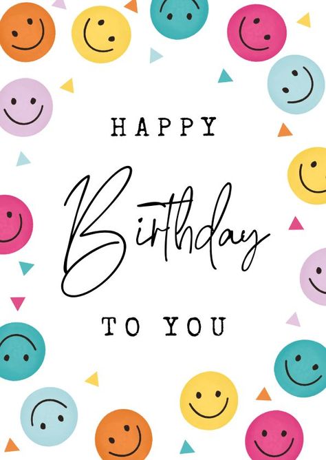 Happy Birthday Smiley, Hbd Happy Birthday, Smile Birthday, Happy Birthday Illustration, Birthday Greetings Friend, Happy Birthday Art, Happy Birthday Greetings Friends, Cute Happy Birthday, Happy Birthday Wallpaper