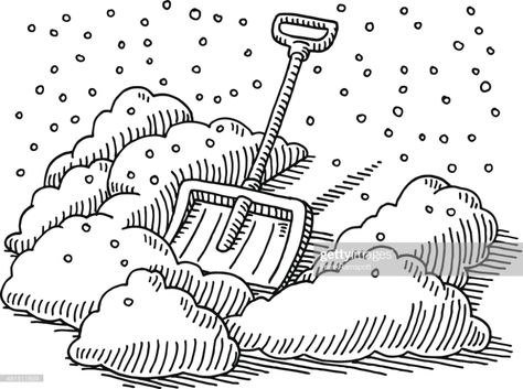 Shovel Drawing, Snow Clipart, Winter Drawings, Snow Illustration, Black And White Google, Letters For Kids, Clipart Black And White, Vector Drawing, Black And White Drawing