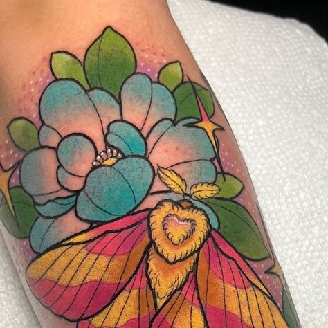 Rose Maple Moth Tattoo, Rose Maple Moth, Moth With Flowers Tattoo, Maple Moth Tattoo, Rosy Maple Moth Tattoo, Maple Moth, Tattoo 2024, Rosy Maple Moth, Moth Tattoo