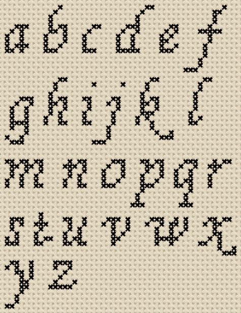 Cross Stitch Patterns: A to Z Alphabet Sampler (Small Letter Cursive) - Cross Stitch 4 Free Ghostface Cross Stitch Pattern, Cross Stitch Small Flowers, Cursive Cross Stitch, Letter Cursive, Corak Sulaman, Cross Stitch Letter Patterns, A To Z Alphabet, Duplicate Stitch, Z Alphabet