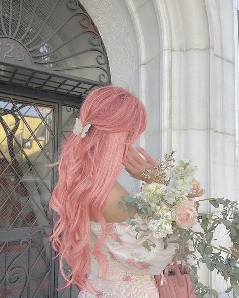 Pink Haired Girl, Fox Aesthetic, Long Pink Hair, Once Upon A Broken, Girl With Pink Hair, Shy Girls, Styling Gel, Butterfly Hair, Hair Reference