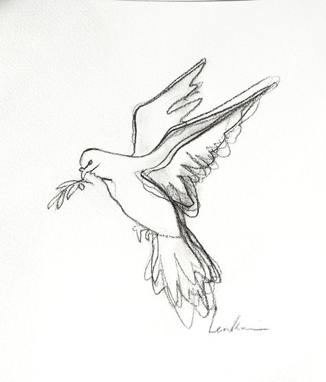 "Peace Dove (Line Art Drawing, Charcoal on Paper) " by Leni Kae. Paintings for Sale. Bluethumb - Online Art Gallery Peace Dove Drawing, Dove Line Art Tattoo, Drawings Of Doves, Crow And Dove, Dove Drawing Simple, Doves Drawing, Dove Paintings, Dove Line Art, Peace Dove Art