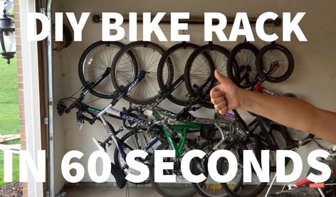 Building a compact bike rack for 6 bikes in 60 seconds. #bicycle #storage #garage #ceiling #bicyclestoragegarageceiling Diy Bike Storage, Bicycle Storage Garage, Bike Storage Ideas, Bike Storage Apartment, Bici Retro, Bicycle Drawing, Diy Bike Rack, Bike Rack Wall, Bike Storage Garage