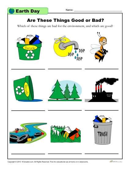 Students identify which things are bad for the environment, and which are good. Great for early elementary school ages. Environment Worksheets For Kids, Earth Worksheet, Den Zeme, Pollution Pictures, Earth For Kids, Environment Activities, Earth Day Worksheets, Earth Activities, Wristband Template