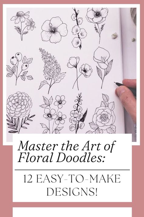 Want to learn how to create beautiful floral doodles? Look no further than this tutorial, where you'll discover 12 different flower doodles that are easy to make. Whether you're a beginner or a seasoned illustrator, these step-by-step instructions will guide you through the process of creating stunning flower designs. With just a pen and some paper, you'll be on your way to mastering the art of floral doodles in no time. Not only will you improve your drawing skills, but you'll also have... How To Draw Tiny Flowers, How To Draw Simple Flowers Step By Step, Sketching Flowers For Beginners, How To Draw Botanicals, Floral Ink Drawing, How To Draw Florals Step By Step, Learn To Draw Flowers Step By Step, Aster Doodle, Line Art Flowers Simple