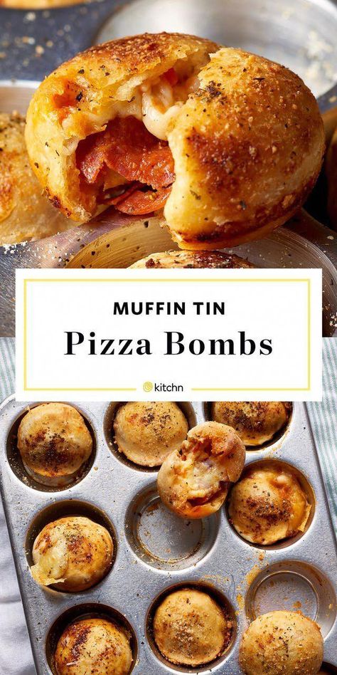 Muffin Tin Pizza, Stuffed Biscuits, Pizza Bomb, Mexikansk Mat, Muffin Cups Recipes, Cupcakes Funfetti, Muffin Pan Recipes, Resep Pizza, Store Bought Pizza Dough