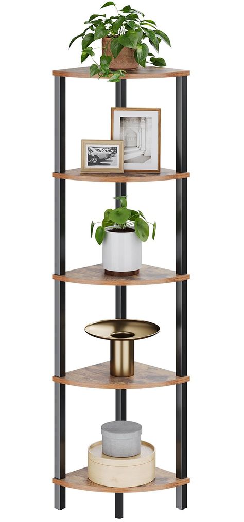 PRICES MAY VARY. 1. [5 Tiers of Storage] Tidy up your home with this spacious corner shelf! It boasts 5 storage shelves to organize and showcase your books, picture frames, decorations, plants, or knickknacks. 2. [Space-Saving Corner Bookshelf] Turn your empty corner space into functional storage with this 11.8” x 11.8” x 51.2” corner book shelf. It offers abundant storage yet occupy little floor space. 3. [Versatile Storage Shelf] Whether you use it as a display shelf in your living room or bed Large Corner Shelves, Home Decor Corner Ideas, Large Corner Shelf, Tall Corner Shelf, Corner Ladder Shelf, Bookshelf Industrial, Corner Shelving Unit, Office Rustic, Corner Bookshelf