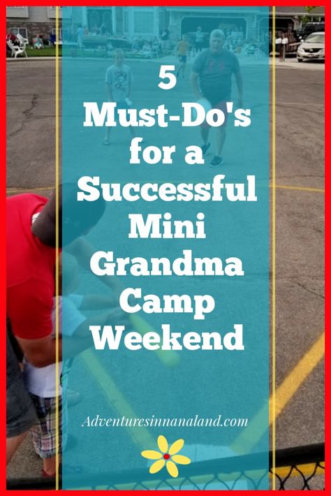 Want to hold a Grandma Camp for your Grandchildren but aren't ready for the full week? Try a Grandma Camp weekend! Here are 5 must-do's to make it the best weekend for both Grandparents and Grandkids. Fun Ideas To Do With Grandkids, Activities With Grandkids, Fun With Grandkids Ideas, Crafts With Grandkids, Grandkids Sleepover Ideas, Camp Grandma Ideas, Grandparent Camp Ideas, Fun Things To Do With Grandkids, Grandma Camp Ideas Fun Activities