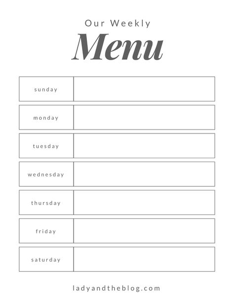 Weekly Meal Plan Family, Weekly Dinner Planner, Menu Planner Printable Free, Menu Planning Printable, Family Dinner Menu, Dinner Menu Template, Dinner Menu Planning, Dinner Planning Weekly, Free Meal Planning Printables