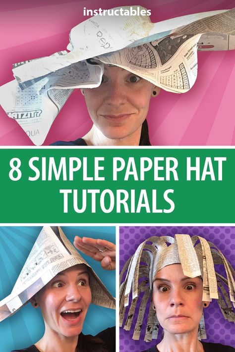 Newspaper Hats For Kids, Newspaper Hats Diy, Fun Hats Diy, Diy Paper Hats For Kids, Recycled Hats Kids Ideas, How To Make A Paper Hat, Creative Hats For Kids, Paper Hats Diy, Funny Hats Diy