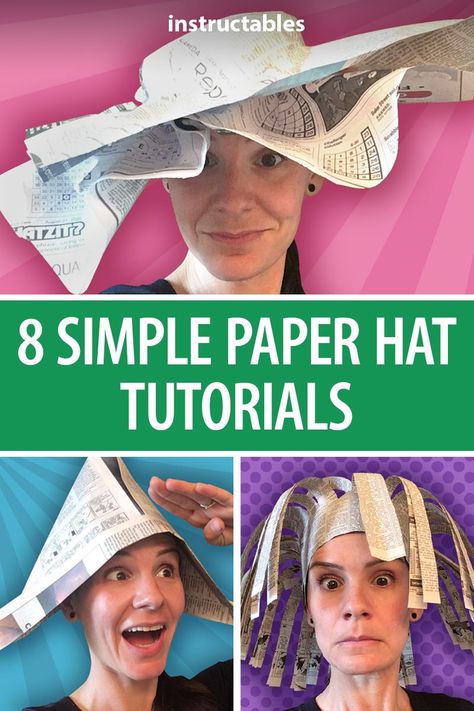 Newspaper Hats For Kids, Newspaper Hats Diy, Fun Hats Diy, Recycled Hats Kids Ideas, How To Make A Paper Hat, Creative Hats For Kids, Paper Hats Diy, Funny Hats Diy, Paper Hats For Kids