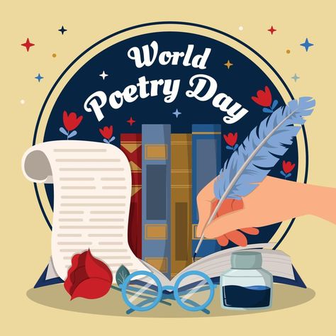 A Day Dedicated To Cherish Poetry Works World Poetry Day, Poetry Day, School Murals, Videos Cooking, Poetry Words, Food Videos, New Art, Vector Art, Vector Free