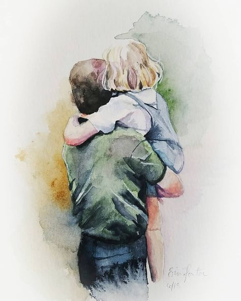 Custom Father Daughter Watercolor Portrait Father's Day Painting, Father's Day Drawing, Father And Girl, Father Daughter Photos, Meaningful Paintings, Father Art, Art Sketches Pencil, Painting Of Girl, Watercolor Portrait