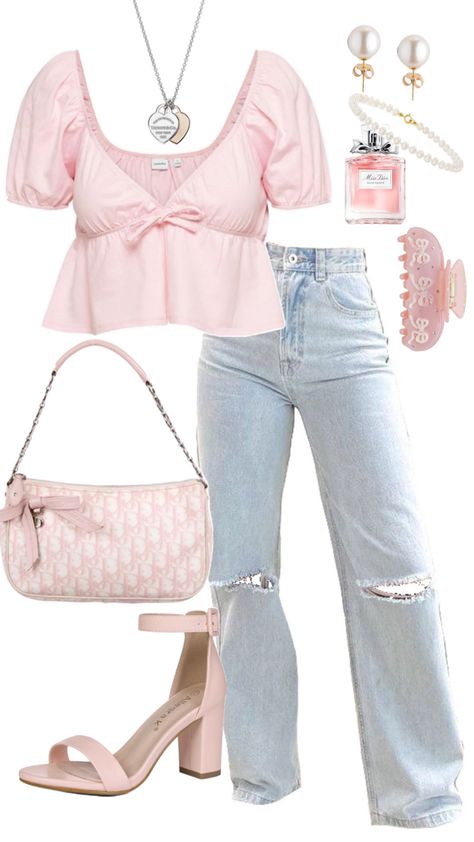 #ootd #outfitidea #coquette #pink Coquette Outfit, Coquette Pink, Modesty Outfits, Shein Outfits, Cute Preppy Outfits, Mode Chic, Princess Outfits, Cute Everyday Outfits, Simple Trendy Outfits