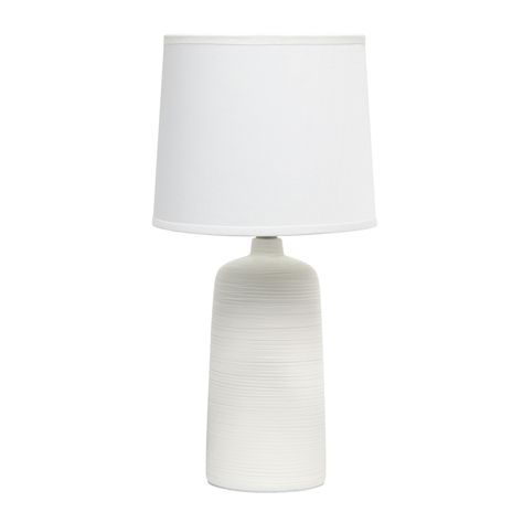 "Find the Simple Designs 16\" Textured Linear Ceramic Table Lamp at Michaels. com. A sophisticated rippling imprint across the tapered base highlights this beautiful table lamp. A classic look with a modern touch of detail pairs perfectly with this empire fabric shade. A sophisticated rippling imprint across the tapered base highlights this beautiful table lamp. A classic look with a modern touch of detail pairs perfectly with this empire fabric shade. This neutral, yet lovely lamp blends into a White Lamp Base, Clear Glass Table Lamp, Copper Table Lamp, Elegant Table Lamp, Beautiful Table Lamp, Copper Table, Transitional Table Lamps, Bronze Table, Bronze Table Lamp