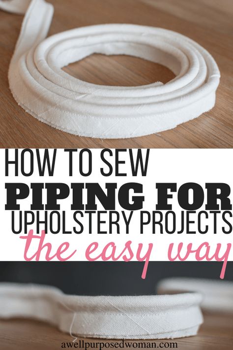 Clothes Repair, Sew Piping, Reuse Jeans, Reupholstering Furniture, Piping Tutorial, Sewing Piping, Diy Furniture Upholstery, Make Bias Tape, Furniture Reupholstery