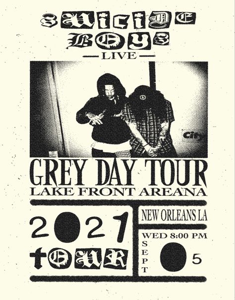 Sui̇ci̇deboys Posters, Memphis Aesthetic, Grey Day Tour, Punk Poster Design, College Poster, Concept Poster, Boys Posters, Punk Poster, Dorm Posters