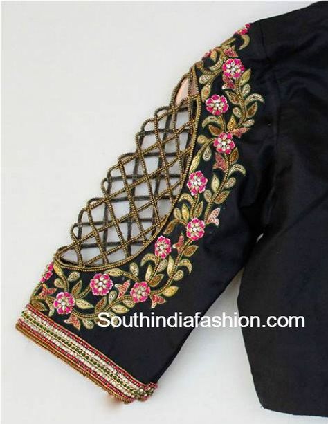 Ponchos, Elbow Sleeve Blouse, Blouse Designing, Cut Work Blouse, Mirror Work Blouse Design, Blouse Designs High Neck, Traditional Blouse Designs, Saree Blouse Neck Designs, Cutwork Blouse Designs