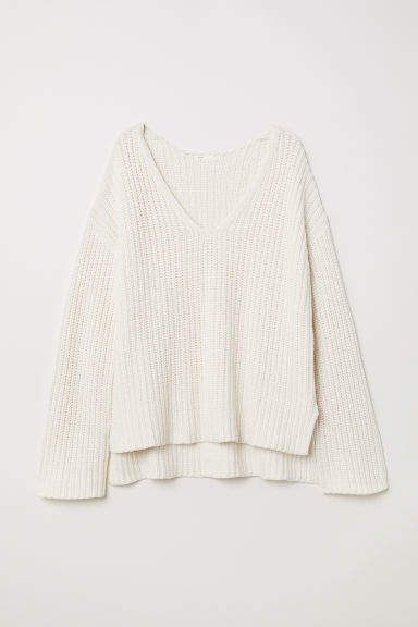 H&M - Rib-knit Sweater - White Hm Outfits, White Knit Sweater, Cute Preppy Outfits, Mode Ootd, Fall Fits, Sweater White, Cute Everyday Outfits, Ribbed Knit Sweater, Preppy Outfits