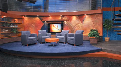 WKYC - Cleveland - Talk Shows Set Design - 1 Set Design Tv Show, Tv Talk Show Set Design Ideas, 70s Talk Show Set, Talk Show Studio Design, Talk Show Stage Design, Talk Show Set Design Studios, Talk Show Set Design Ideas, Tv Studio Set Design Ideas, Talk Show Set Design