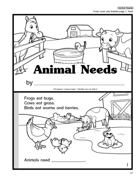 Science Booklet: animal needs (farm animals) What Animals Need To Live Kindergarten, Needs Of Plants, Farm Unit Study, Preschool Farm, Ag Education, Farm Animals Activities, Camp Games, Kindergarten Units, Animal Lessons