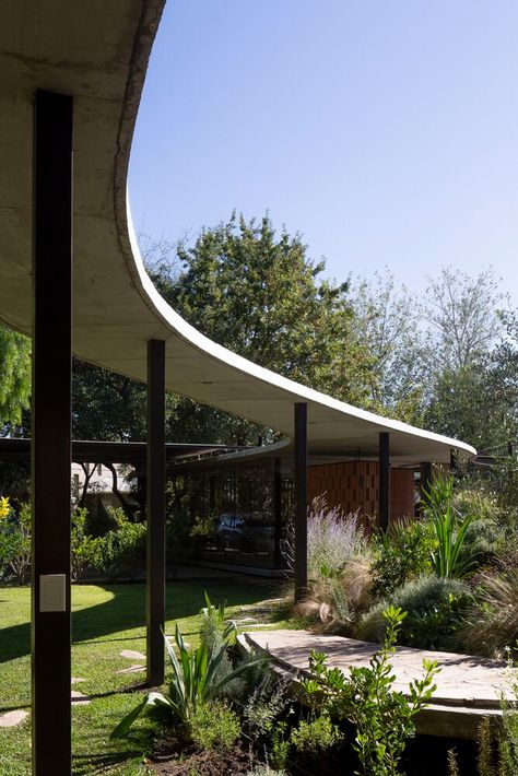 Gallery of Rita House / Estudio Fernandez Renati - 8 Concrete Canopy, Concrete Home Design, Organic House, Concrete Home, Internal Courtyard, Shade Structure, Space Architecture, House Roof, Sustainable Home