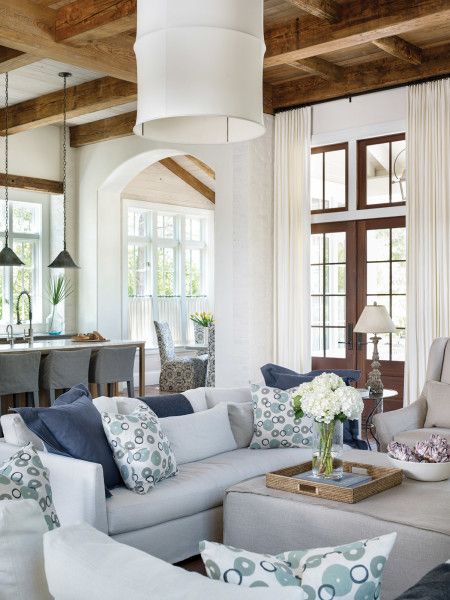 Country Interior, Low Country House, Contemporary Country Home, Low Country Homes, Ceiling Details, Family Room Design, French Country House, Low Country, Country Home Decor