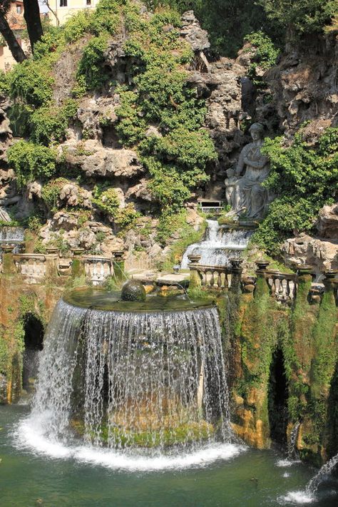 Oval Fountain in Villa dEste. Tivoli, Italy #Sponsored , #Ad, #sponsored, #Fountain, #Italy, #Tivoli, #Oval Villa Deste, Tivoli Italy, Italy Villa, Tivoli Gardens, Water House, Waterfall Fountain, Italian Garden, Most Beautiful Gardens, Italy Aesthetic